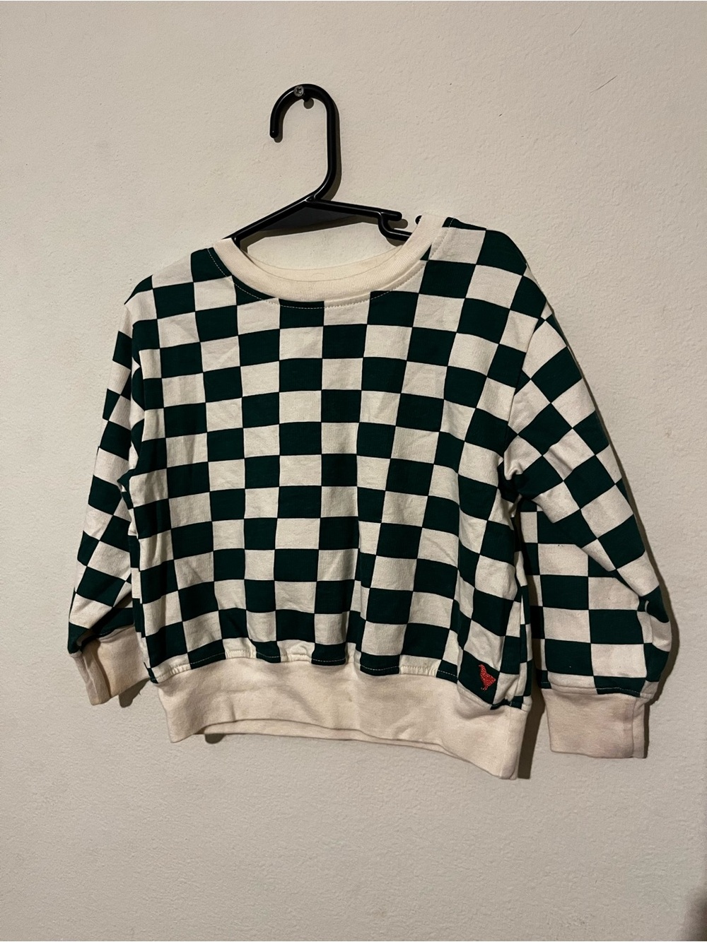 Pink Chicken Green and Cream Checkerboard Sweatshirt
